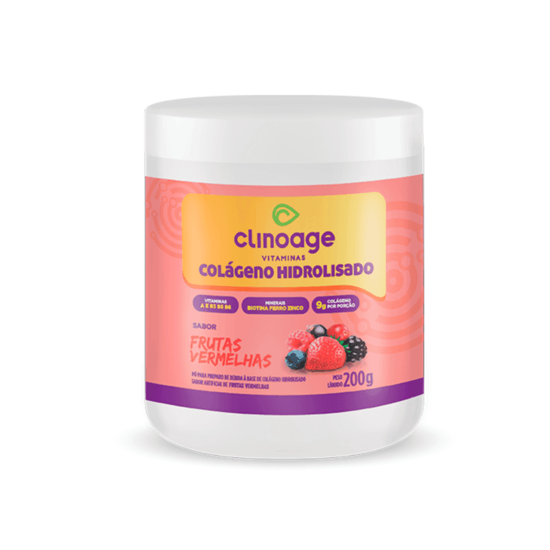 COLÁGENO HIDROLISADO SABOR FRUTAS VERMELHAS 200g CLINOAGE