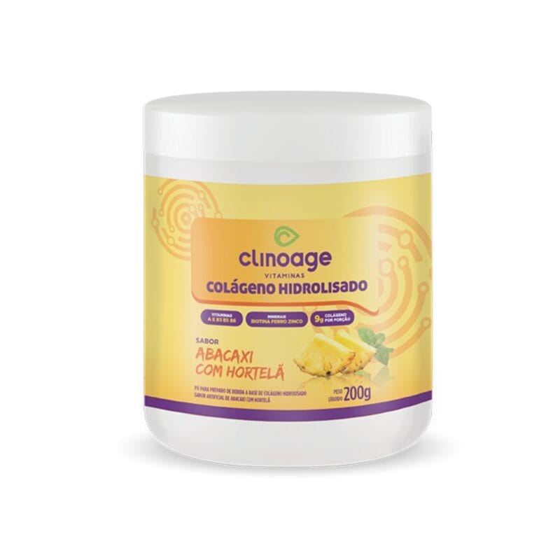 COLÁGENO HIDROLISADO SABOR ABACAXI C/ HORTELÃ 200g CLINOAGE